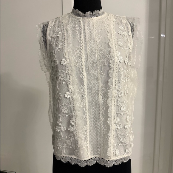 Alexis Essie Embroidered Floral Lace white Top - Picture 1 of 9